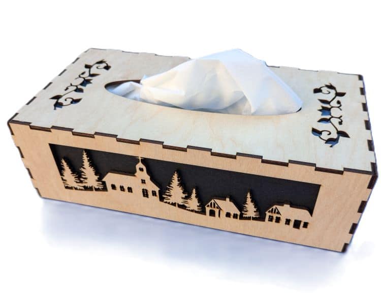 Boite de mouchoirs en bois décorée