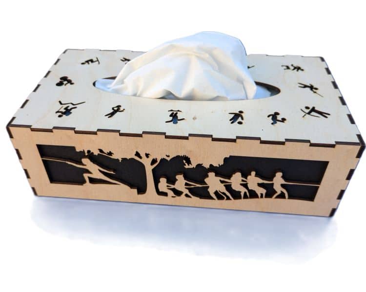 Boite de mouchoirs avec des motifs de sport