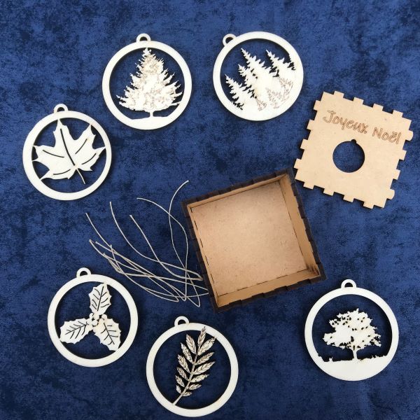 Lot de boules de noël feuilles d'arbre