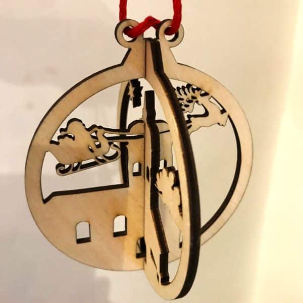 Boule de noël 3D en bois - lot de 3 – Image 10
