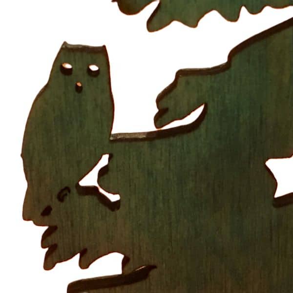 Détail du hibou du sapin de noël
