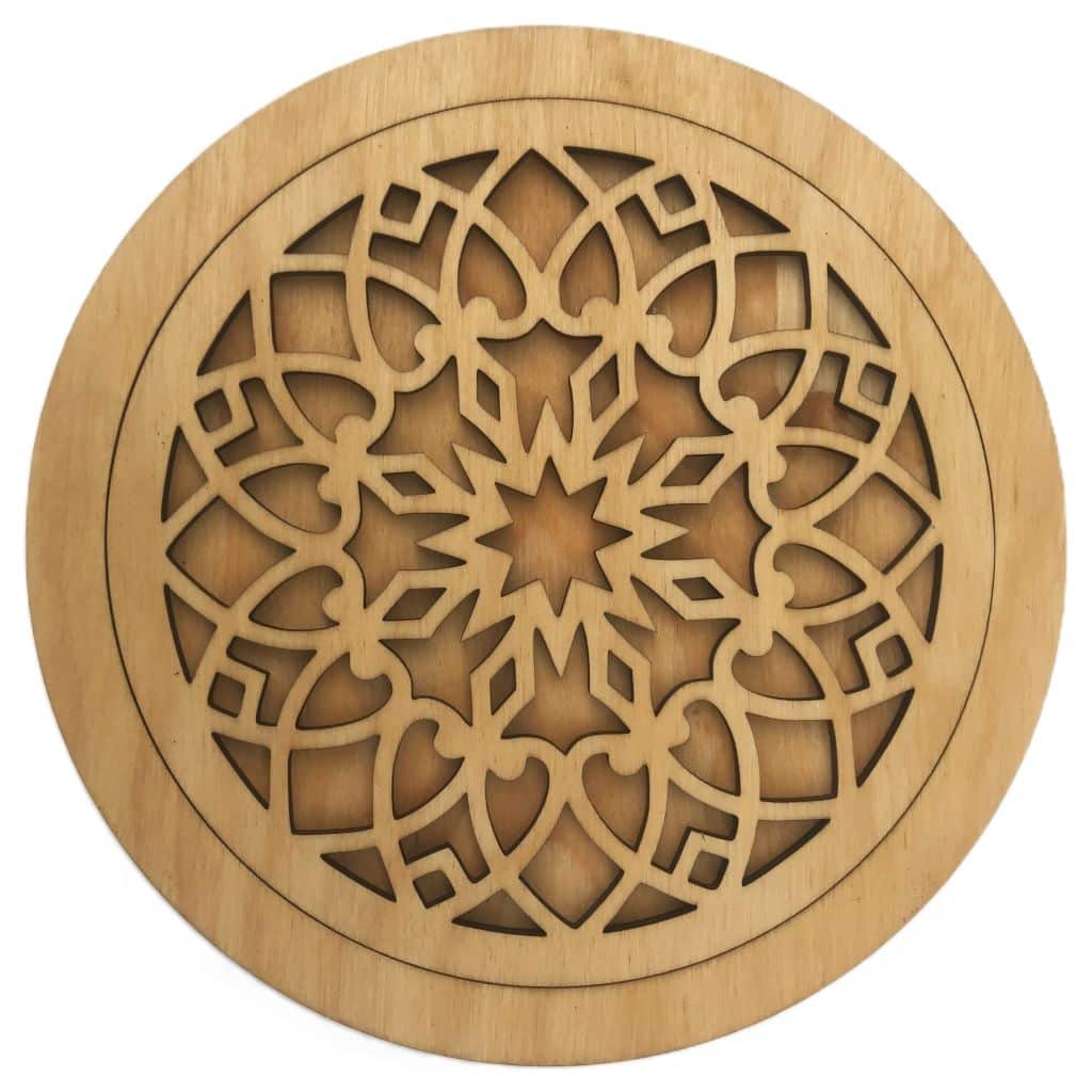 Sous plat en bois motif rosace 2